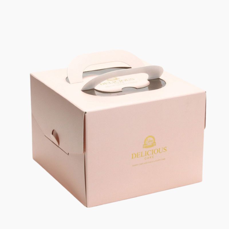 Foldable cake box with clear display window