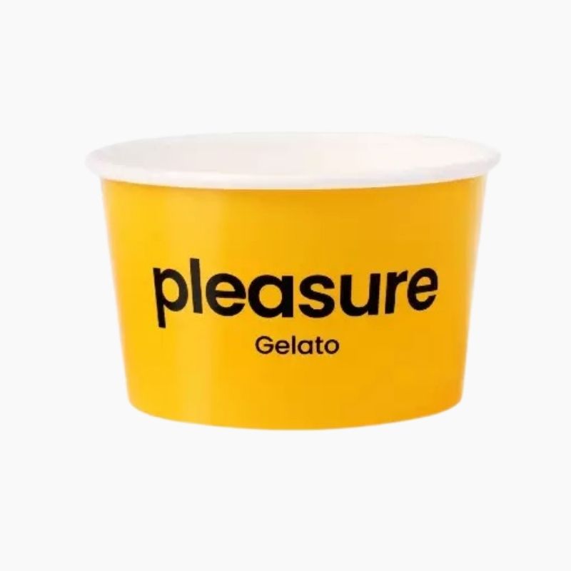 Yellow custom printed ice cream paper cup with logo