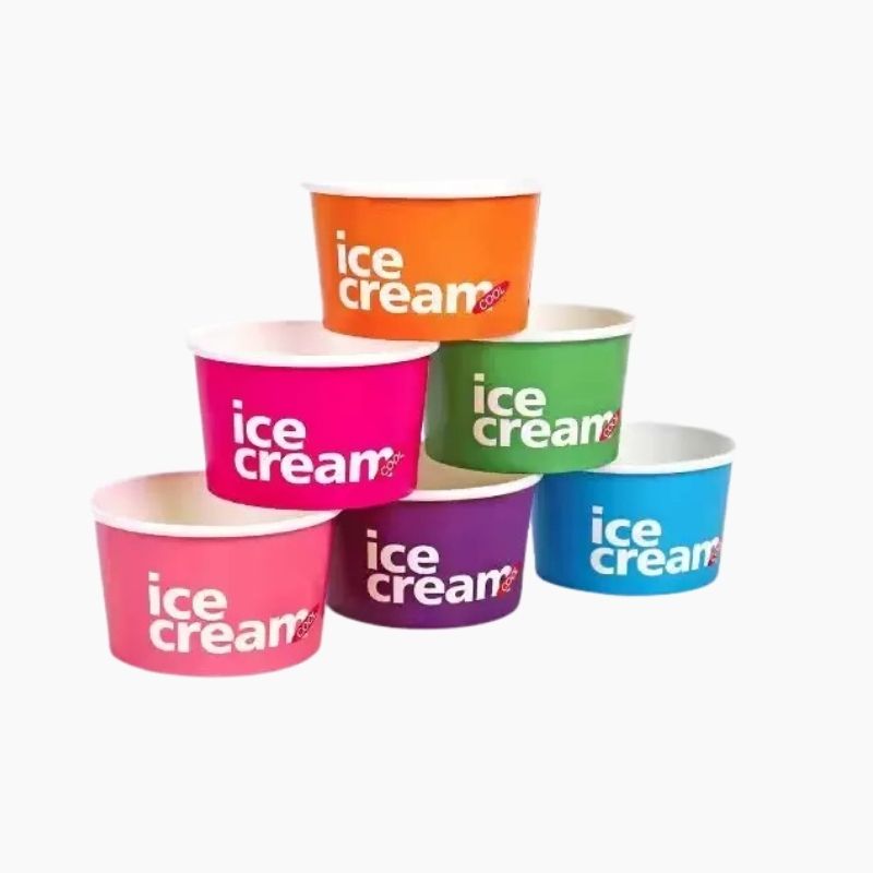 Ice cream paper cups in multiple sizes