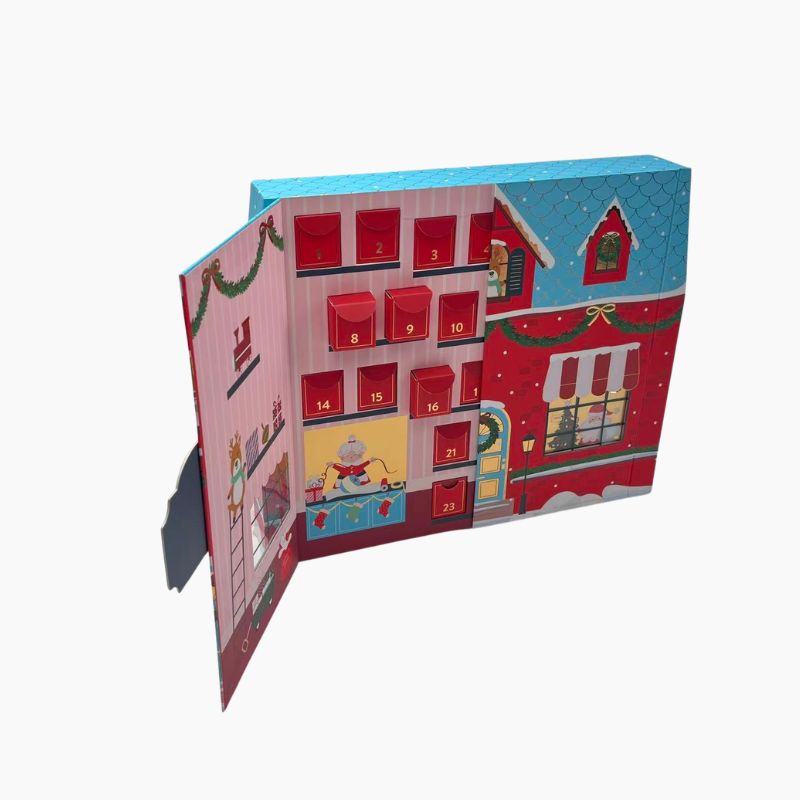 Custom Christmas advent calendar drawer box with pull-out drawers