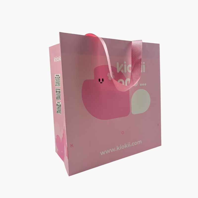 Luxury Custom White Card Paper Bags with Ribbon Handles